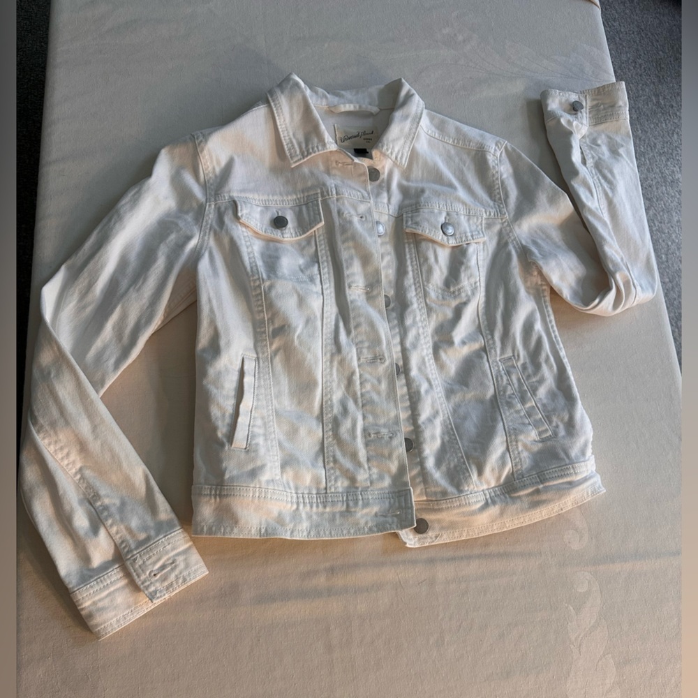 Universal Thread White Denim Jacket Size Small Cl… - image 7